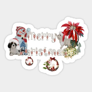 Merry christmas, cute christmas dos and, snowman Sticker